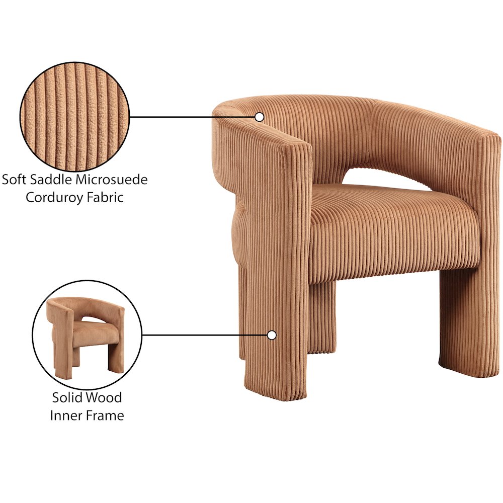Riz Saddle Corduroy Fabric Accent/Dining Chair