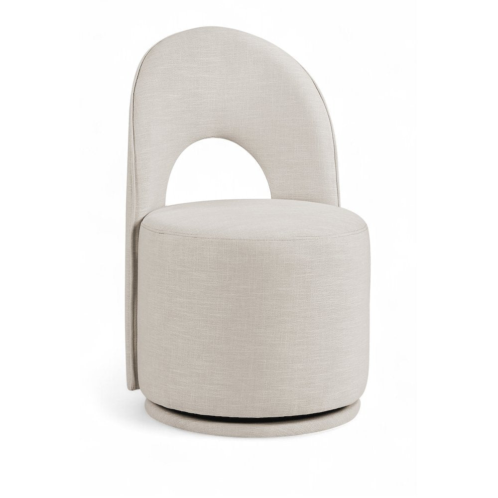 Beige Linen Textured Performance Fabric Upholstered Dining Chair, Set of 2