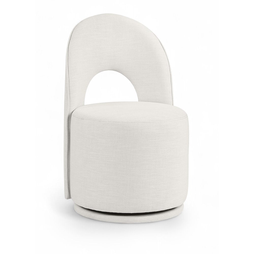 Cream Linen Textured Performance Fabric Upholstered Dining Chair, Set of 2