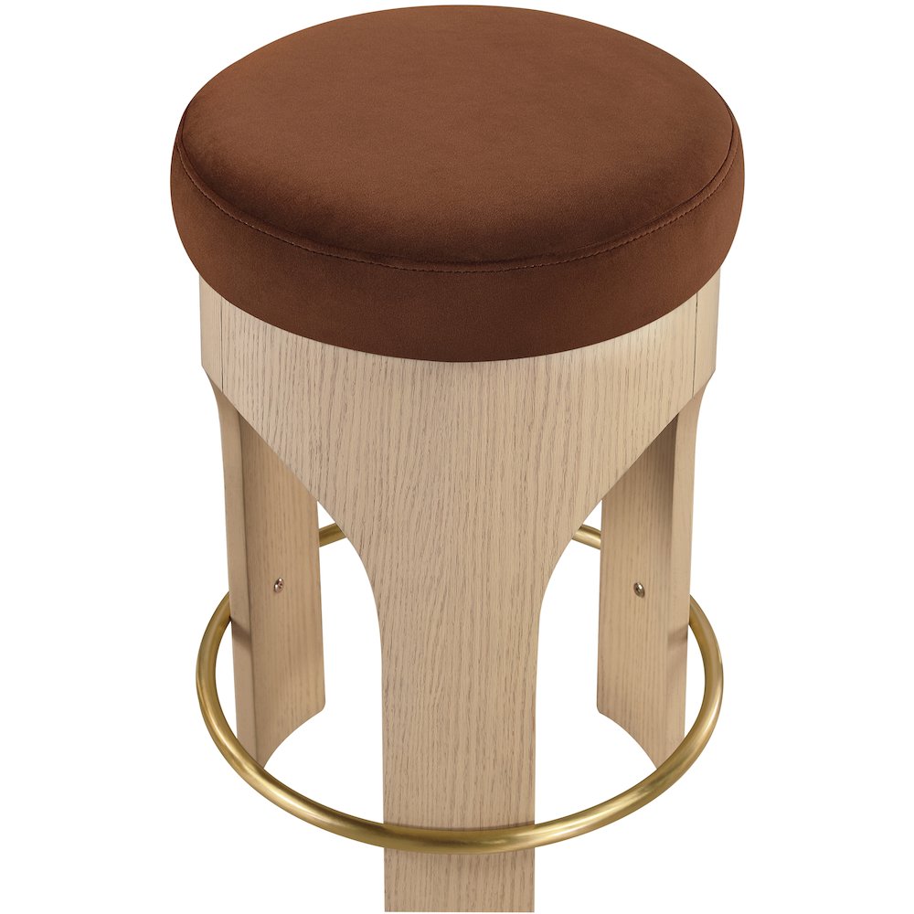 Bocceli Cognac Velvet Upholstered Counter Stool