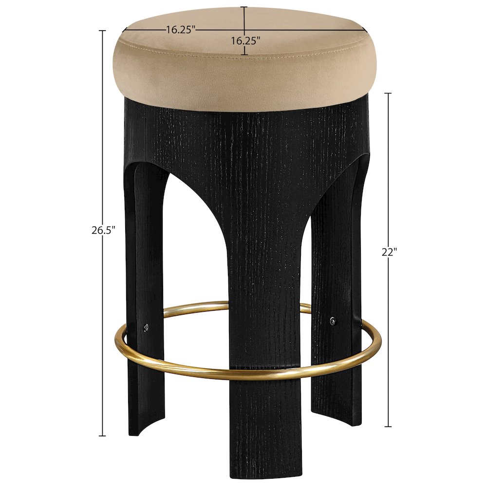 Bocceli Beige Velvet Upholstered Counter Stool