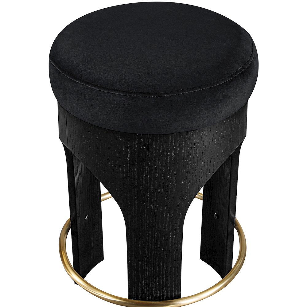 Bocceli Black Velvet Upholstered Counter Stool