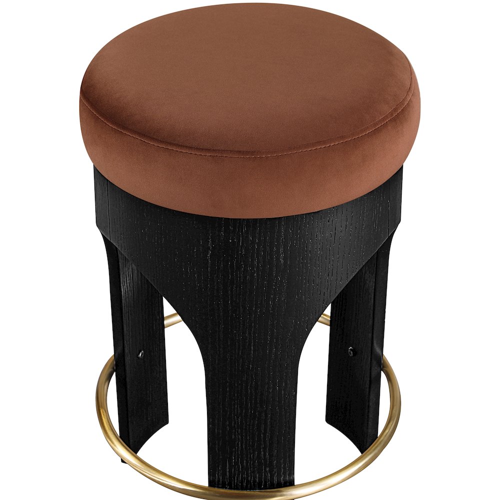 Bocceli Cognac Velvet Upholstered Counter Stool