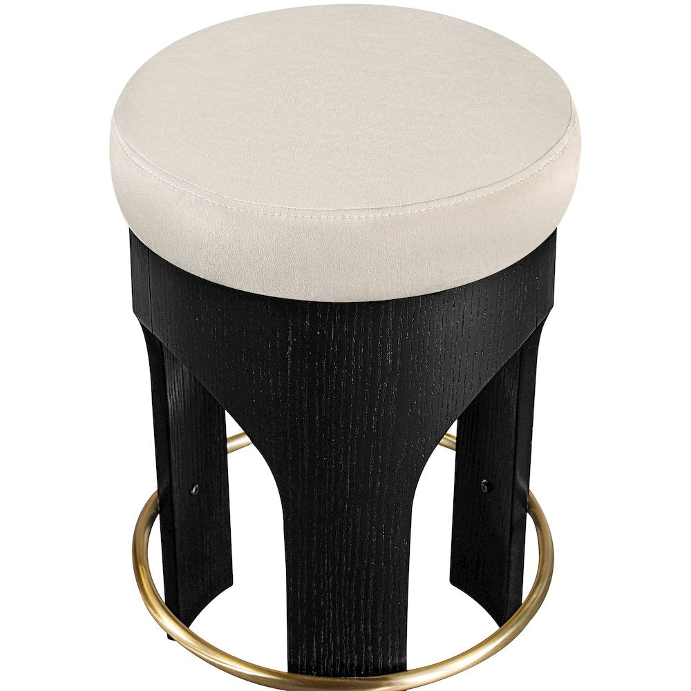 Bocceli Cream Velvet Upholstered Counter Stool