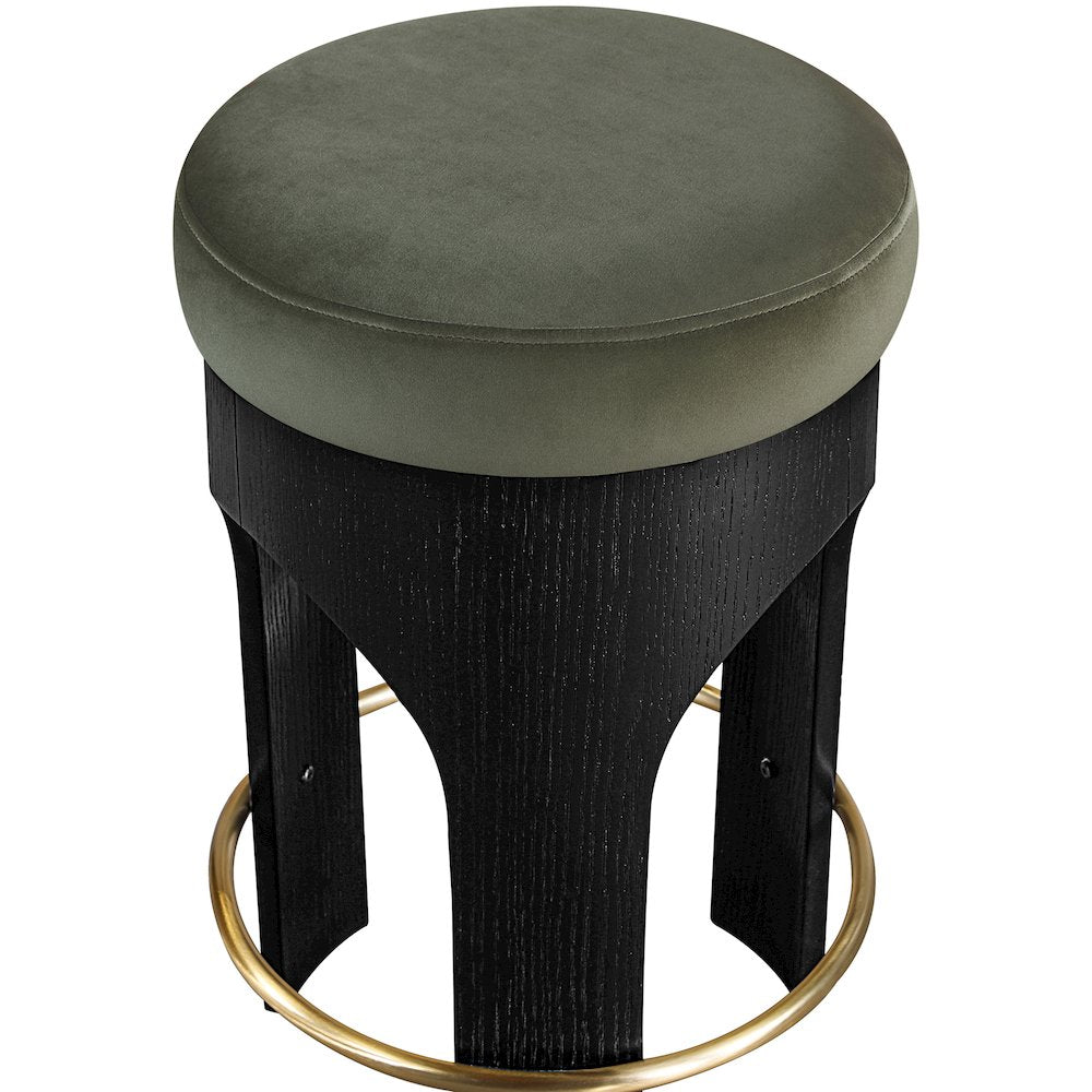 Bocceli Green Velvet Upholstered Counter Stool