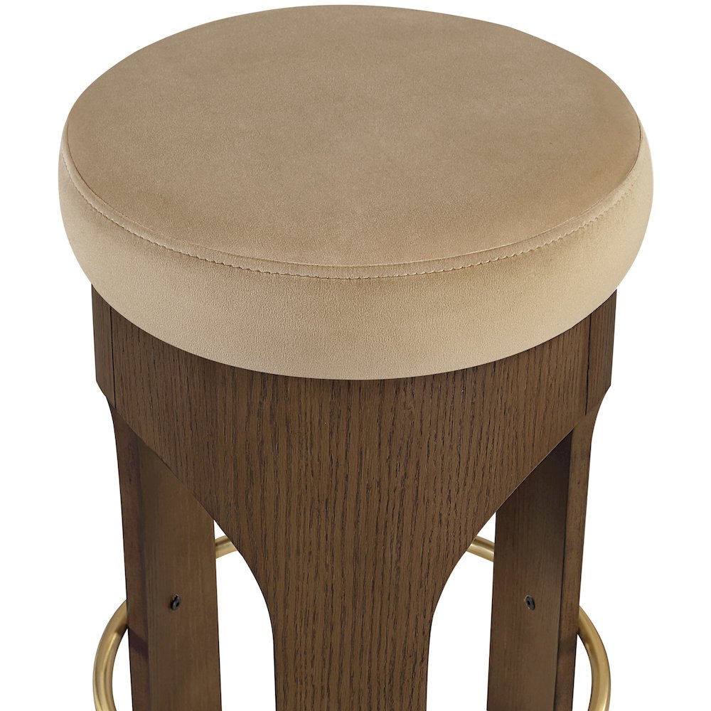 Bocceli Beige Velvet Upholstered Counter Stool