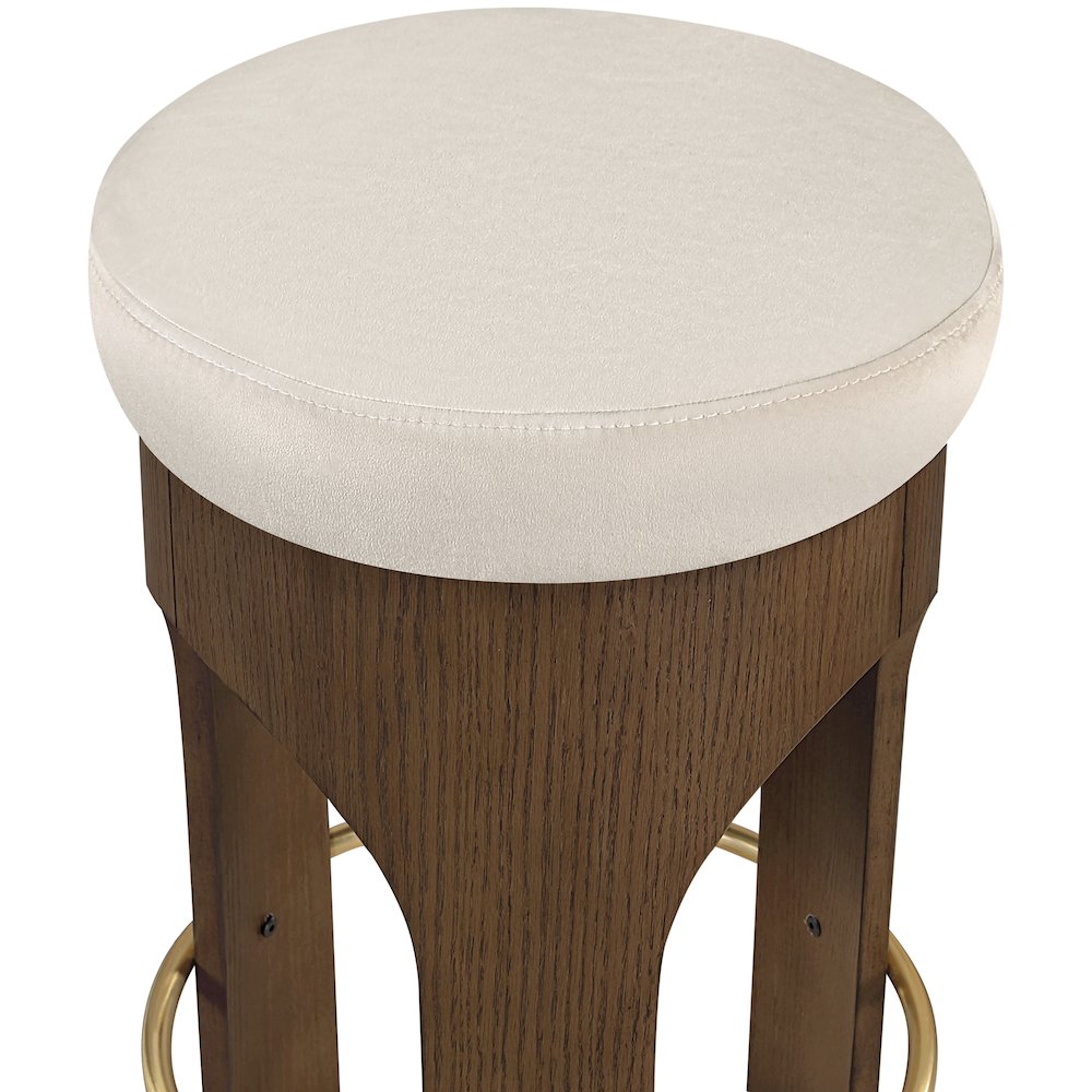 Bocceli Cream Velvet Upholstered Counter Stool