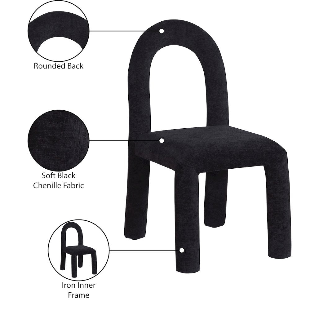Amari Black Chenille Fabric Dining Chair, Set of 2