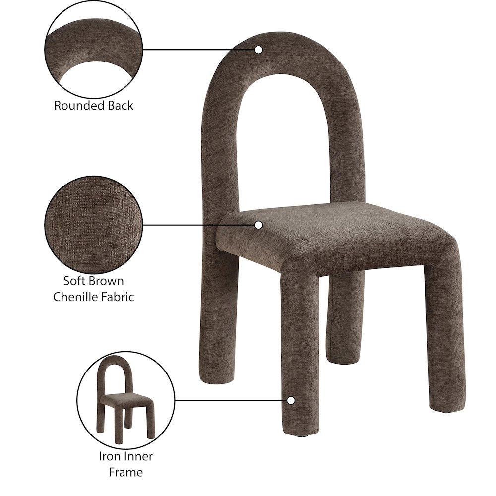 Amari Brown Chenille Fabric Dining Chair, Set of 2