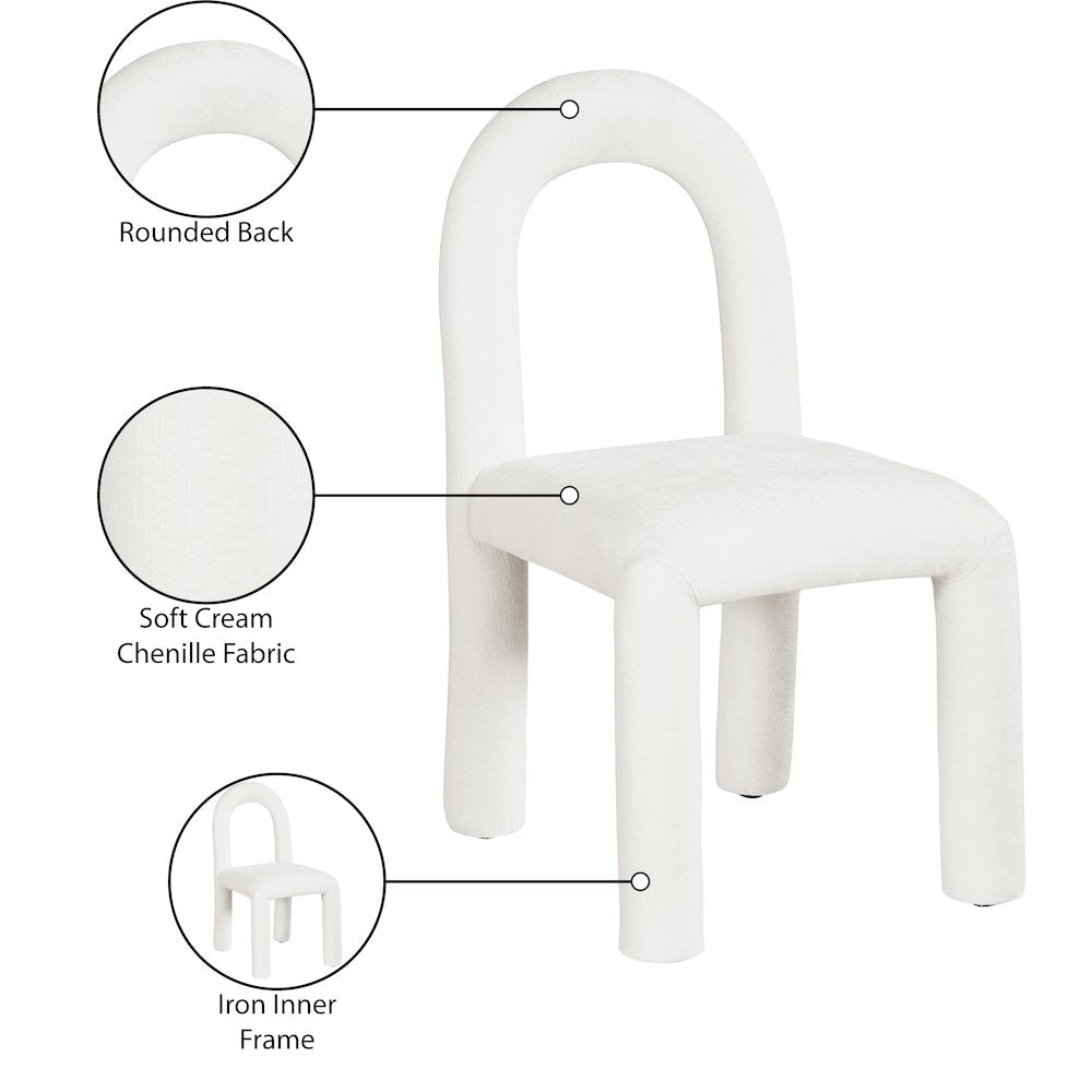 Amari Cream Chenille Fabric Dining Chair, Set of 2