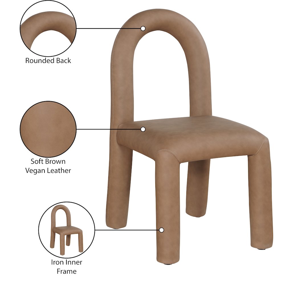 Amari Brown Vegan Leather Dining Chair, Set of 2