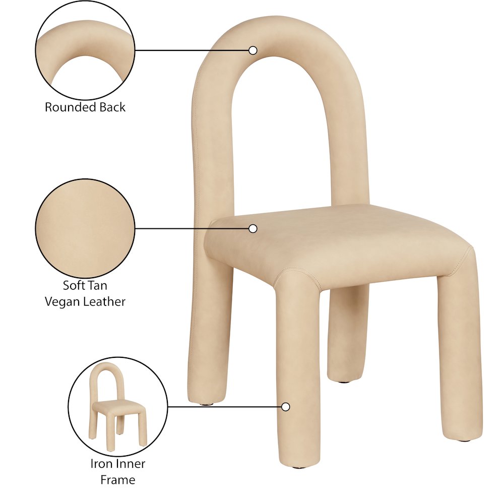 Amari Tan Vegan Leather Dining Chair, Set of 2