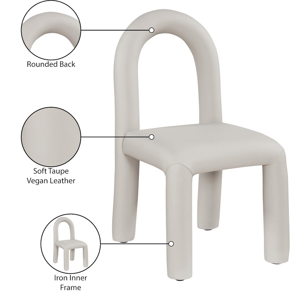 Amari Taupe Vegan Leather Dining Chair, Set of 2