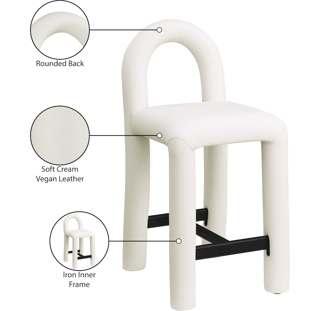 Amari Cream Vegan Leather Stool