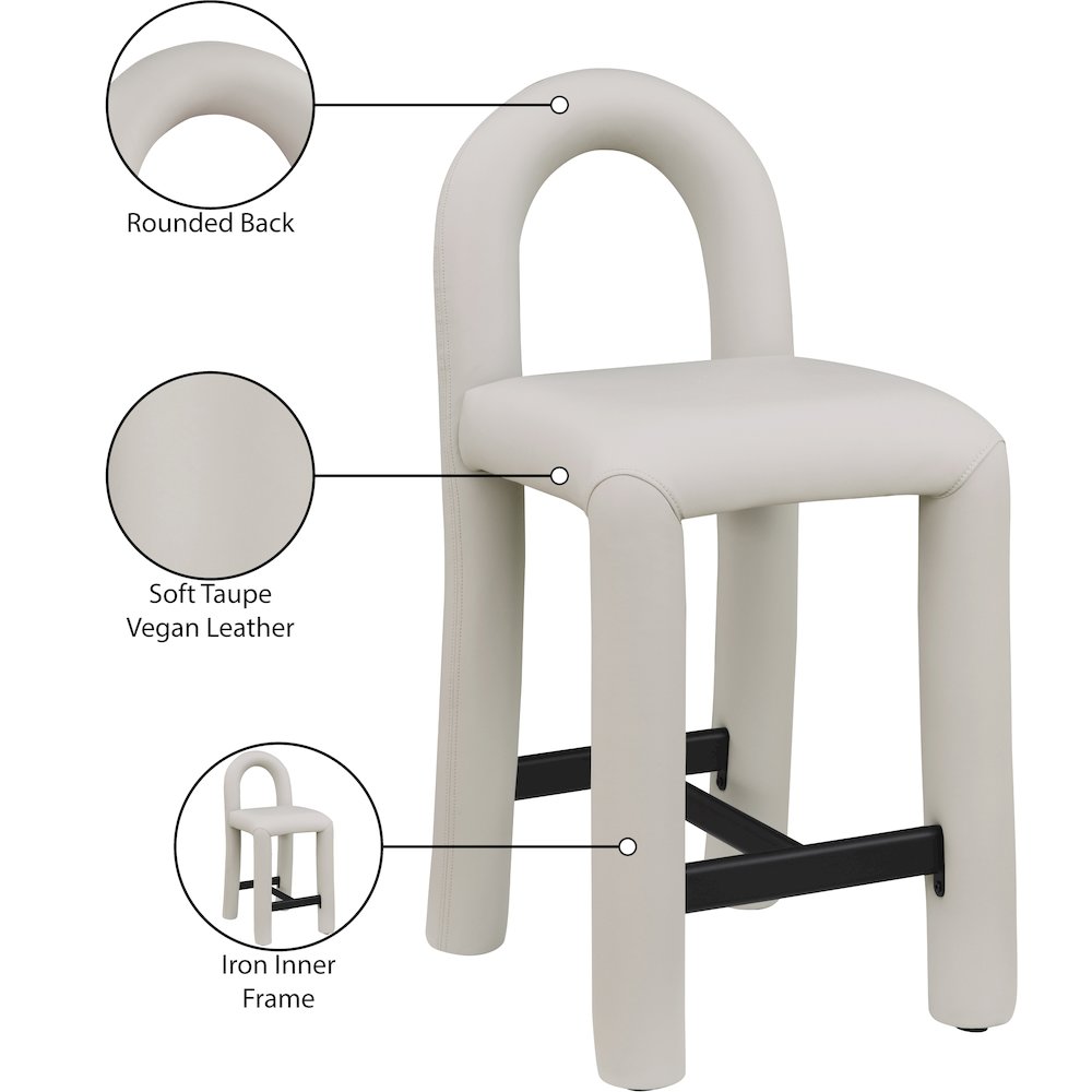 Amari Taupe Vegan Leather Stool