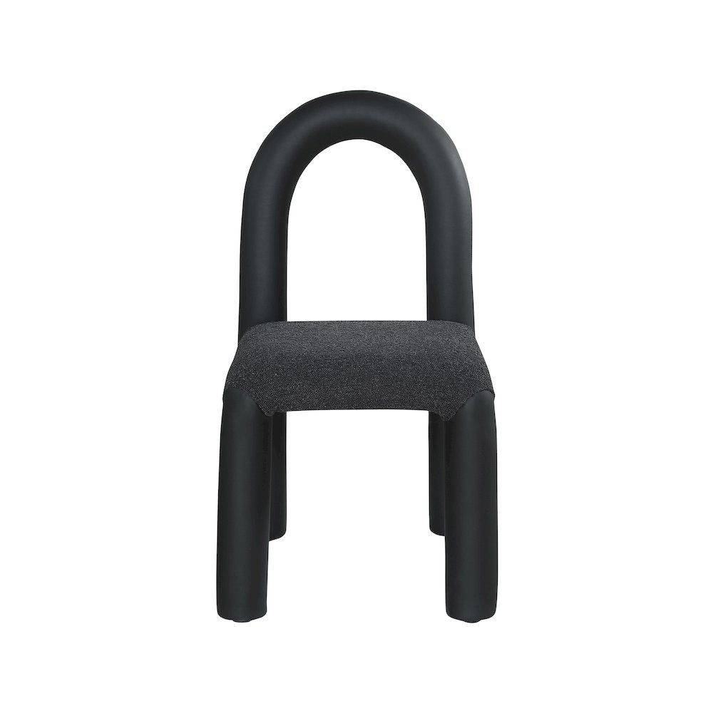 Amari Black Vegan Leather and Boucle Fabric Dining Chair, Set of 2