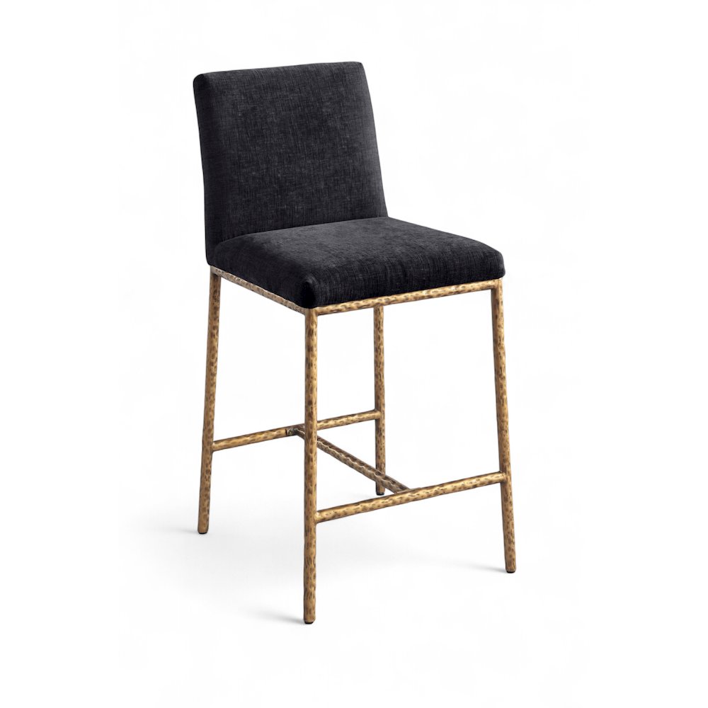Reeves Black Chenille Fabric Upholstered Counter Stool, Set of 2