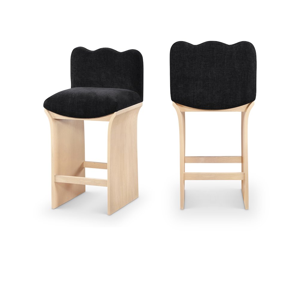 Shaw Black Chenille Fabric Upholstered Counter Stool
