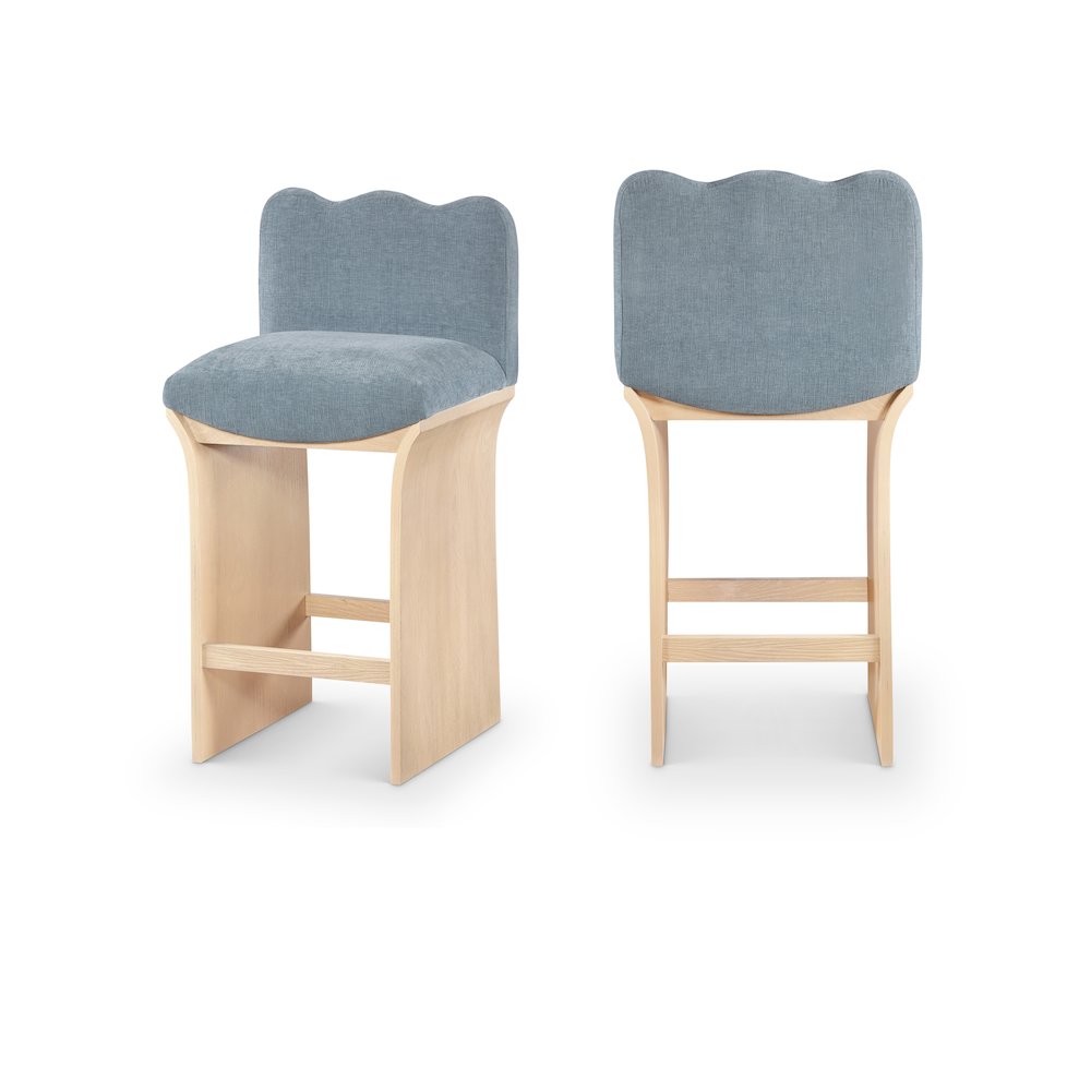 Shaw Light Blue Chenille Fabric Upholstered Counter Stool