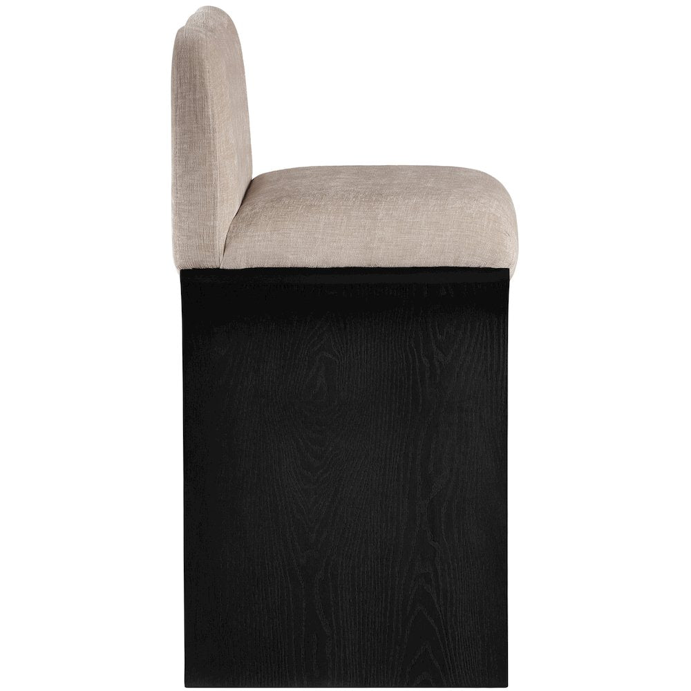Shaw Beige Chenille Fabric Upholstered Counter Stool