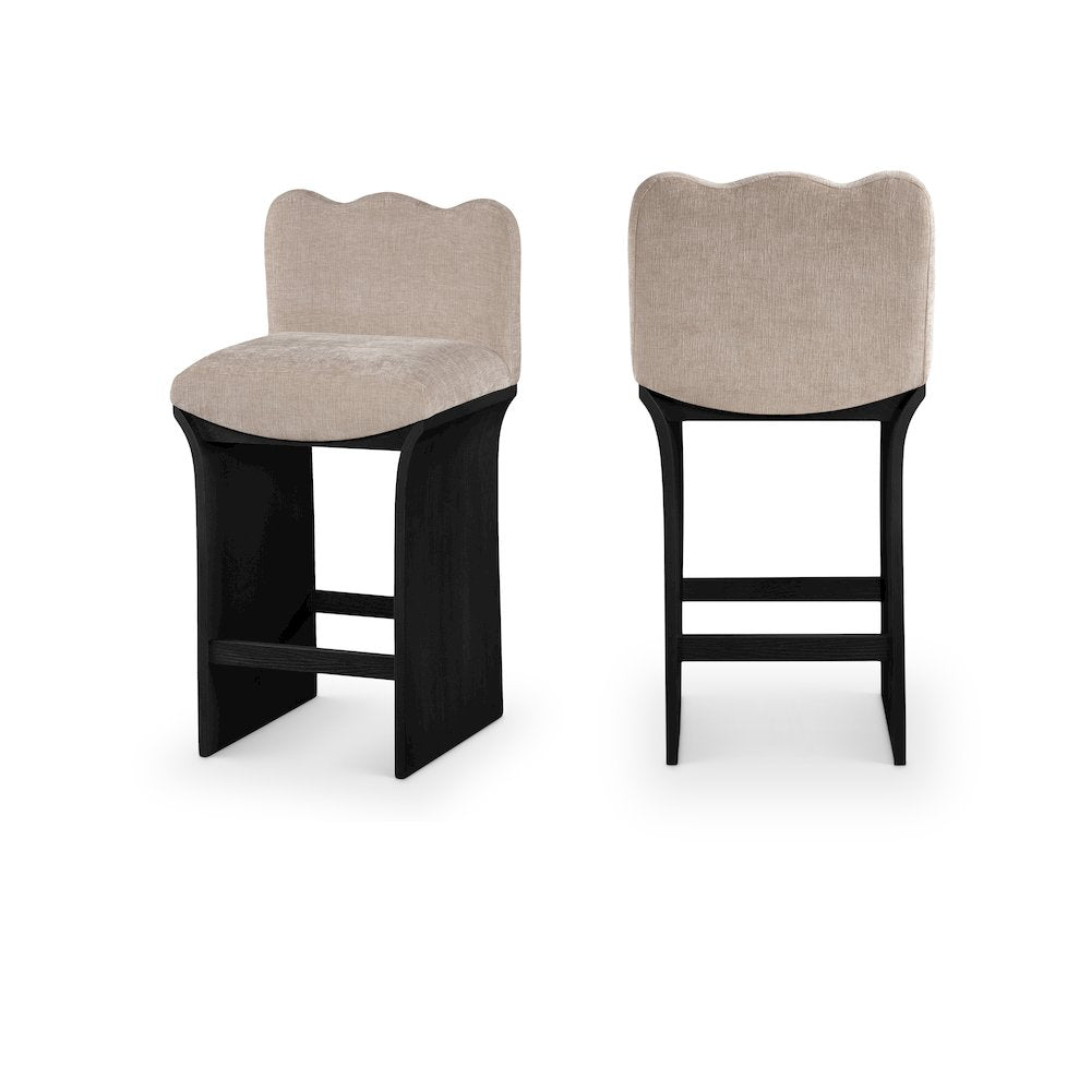 Shaw Beige Chenille Fabric Upholstered Counter Stool