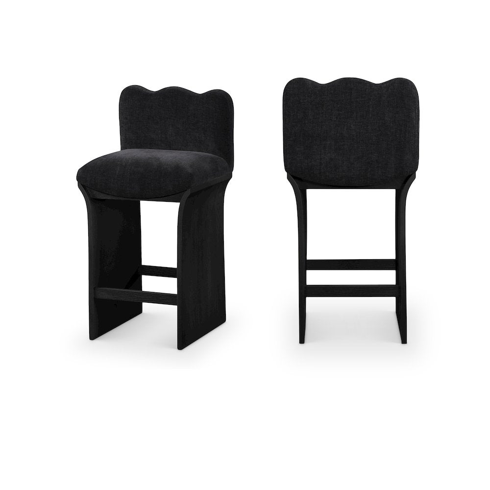Shaw Black Chenille Fabric Upholstered Counter Stool