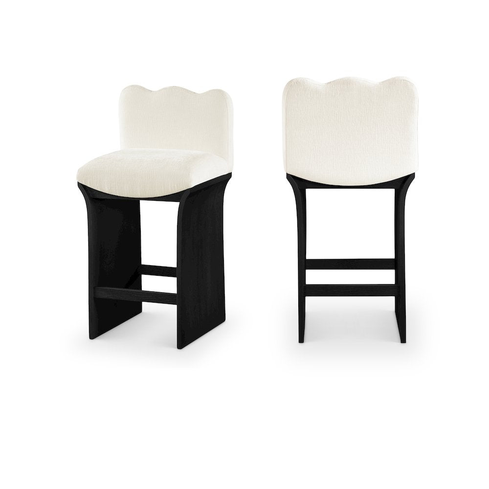 Shaw Cream Chenille Fabric Upholstered Counter Stool