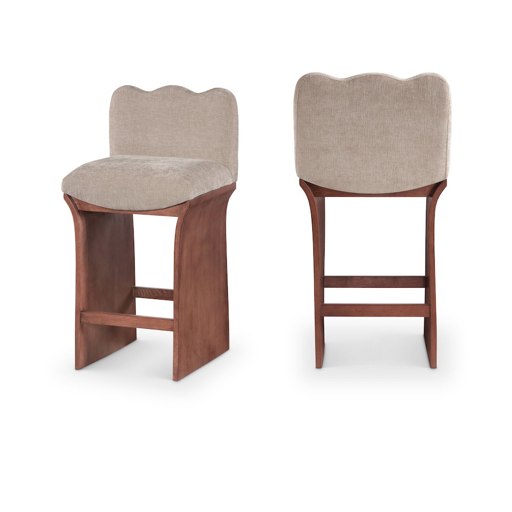 Shaw Beige Chenille Fabric Upholstered Counter Stool