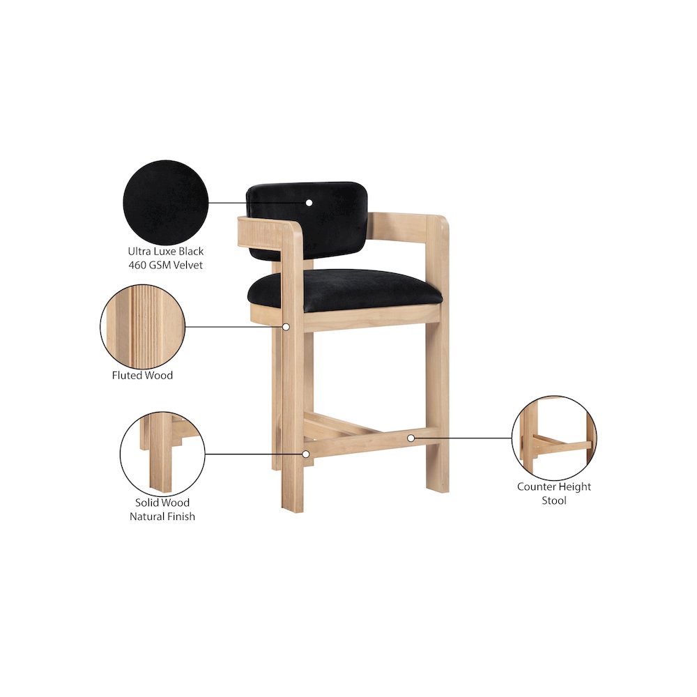 Sacha Black Velvet Stool