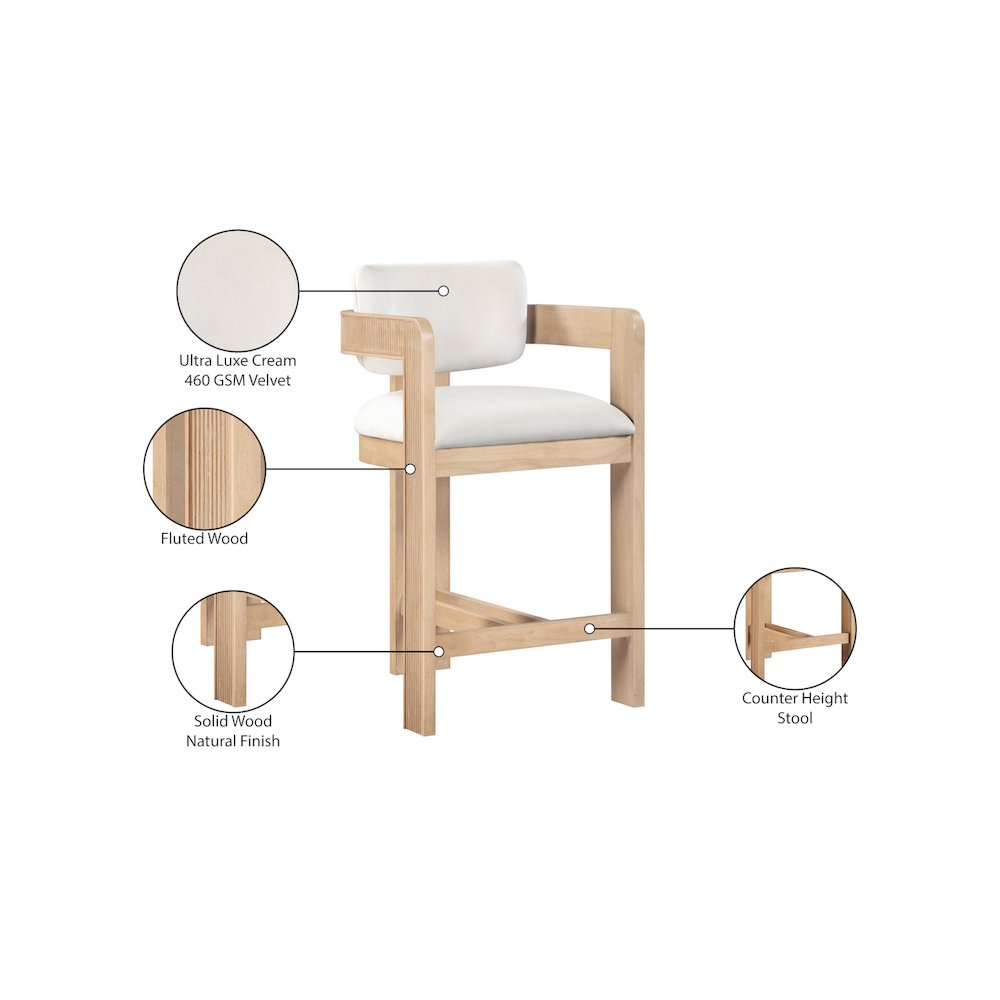 Sacha Cream Velvet Stool