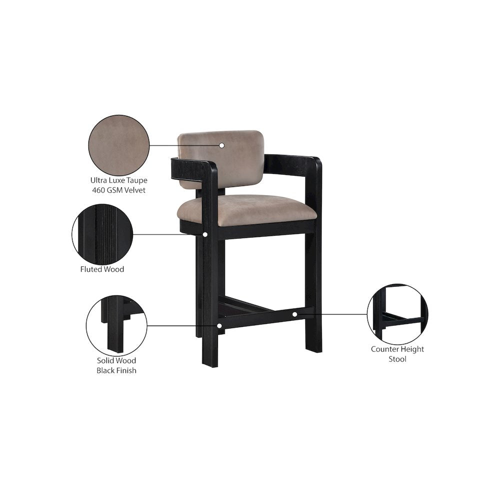 Sacha Taupe Velvet Stool