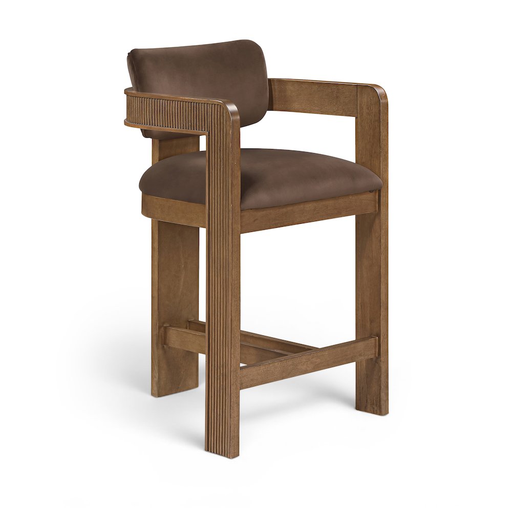 Sacha Brown Velvet Upholstered Counter Stool