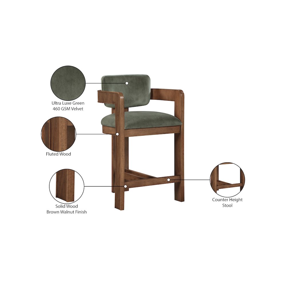 Sacha Green Velvet Stool