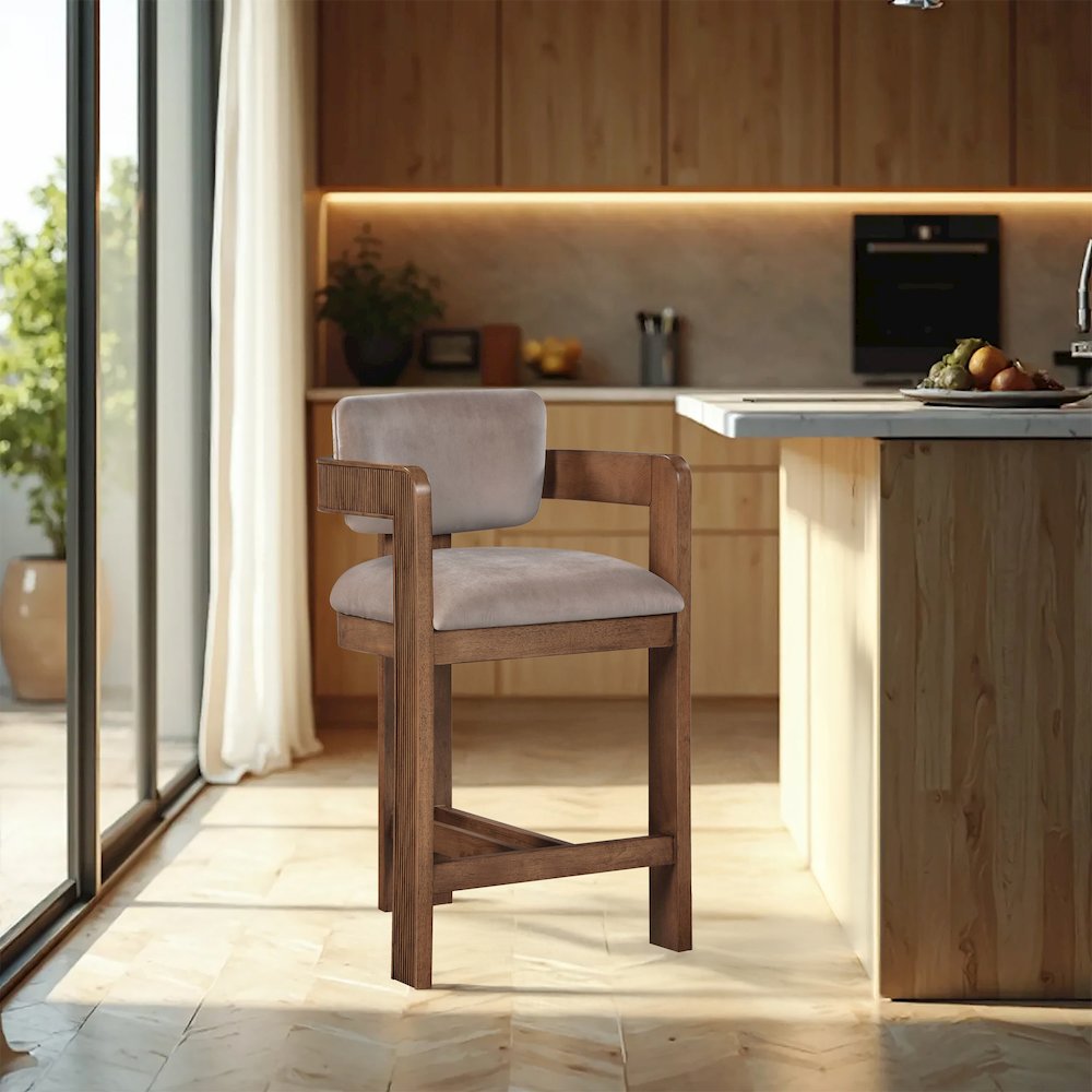 Sacha Taupe Velvet Stool