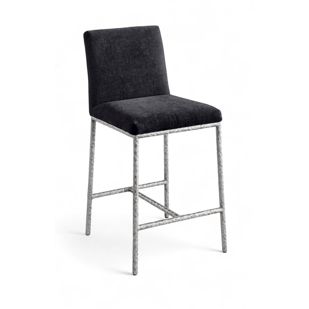 Reeves Black Chenille Fabric Upholstered Counter Stool, Set of 2