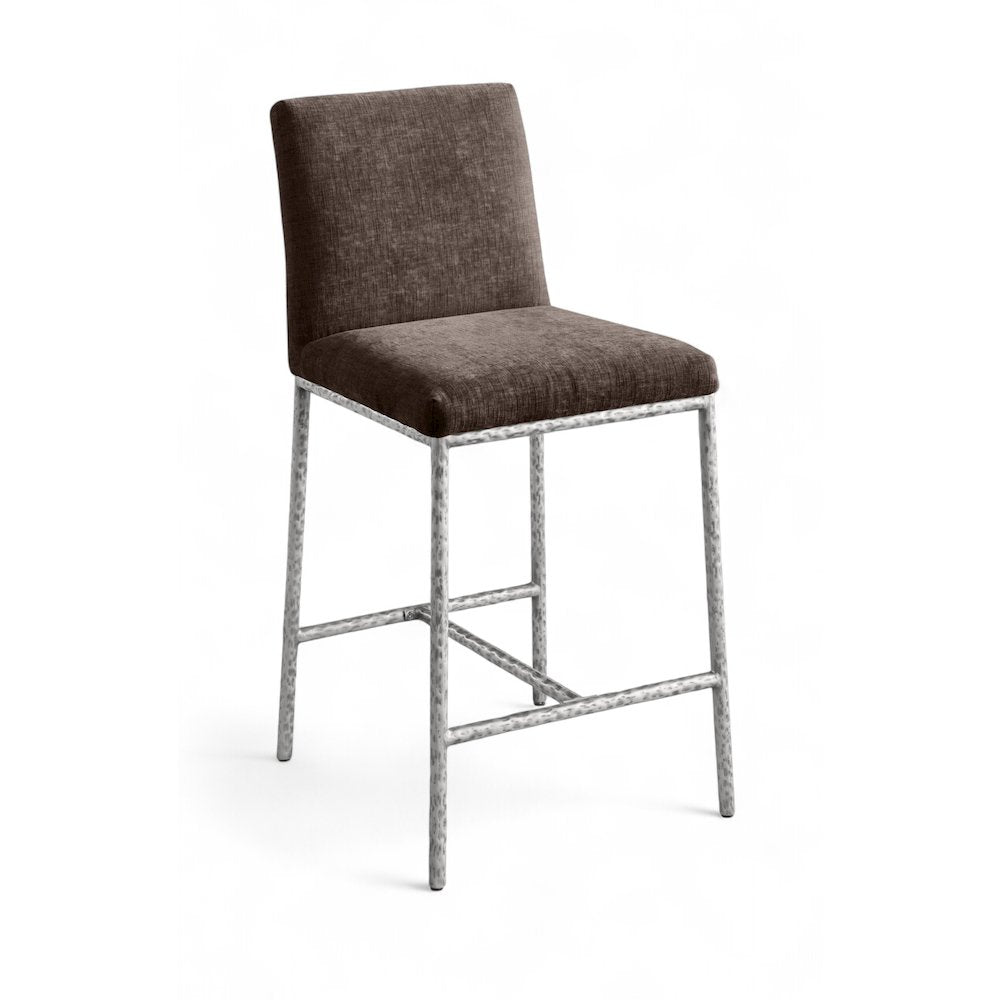 Reeves Brown Chenille Fabric Upholstered Counter Stool, Set of 2