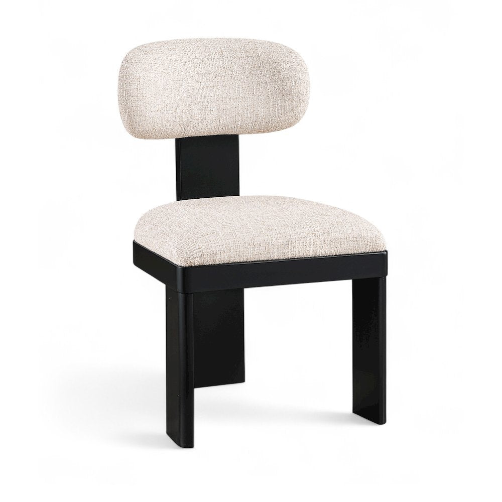 Timbra Black Linen Textured Fabric Upholstered Dining Chair, Set of 2