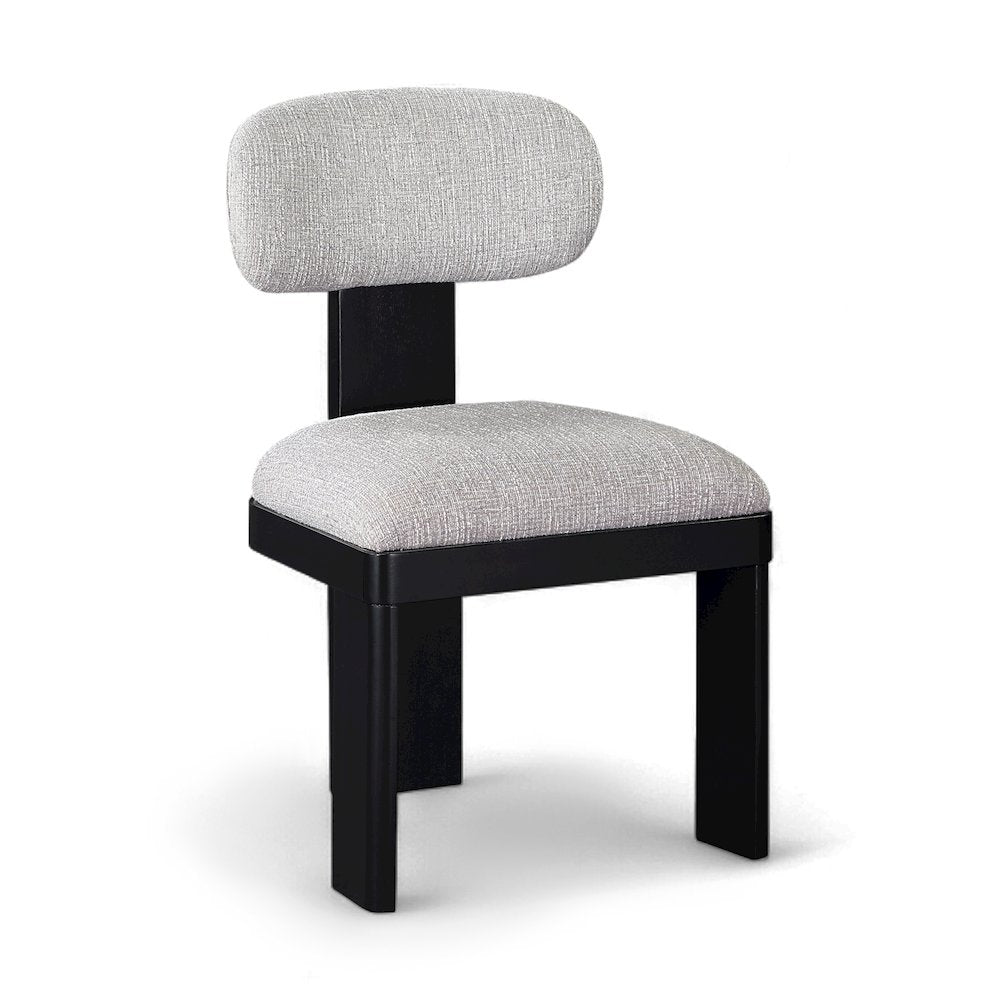 Timbra Black Linen Textured Fabric Upholstered Dining Chair, Set of 2