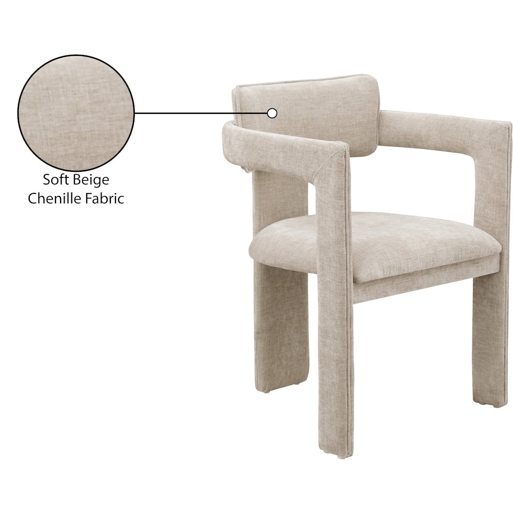 Brenda Beige Chenille Fabric Dining Chair, Set of 2
