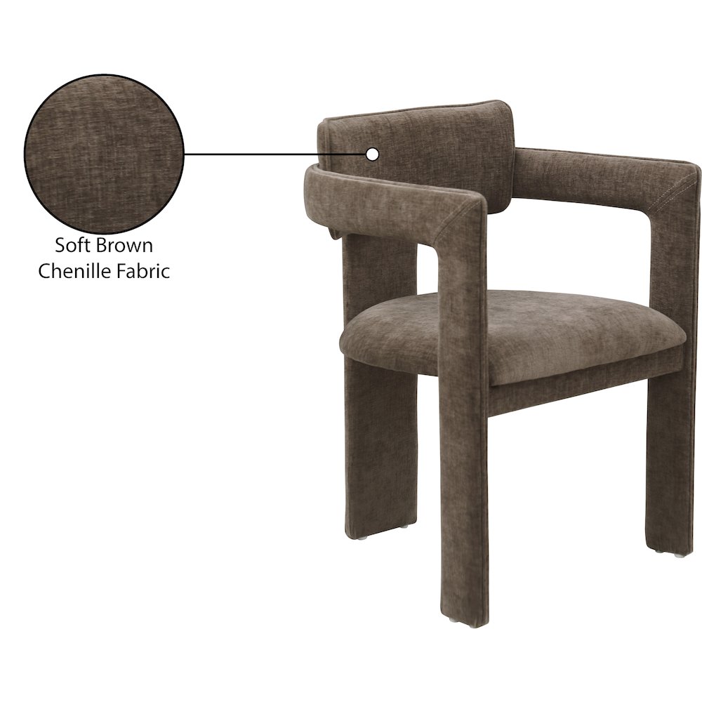 Brenda Brown Chenille Fabric Dining Chair, Set of 2