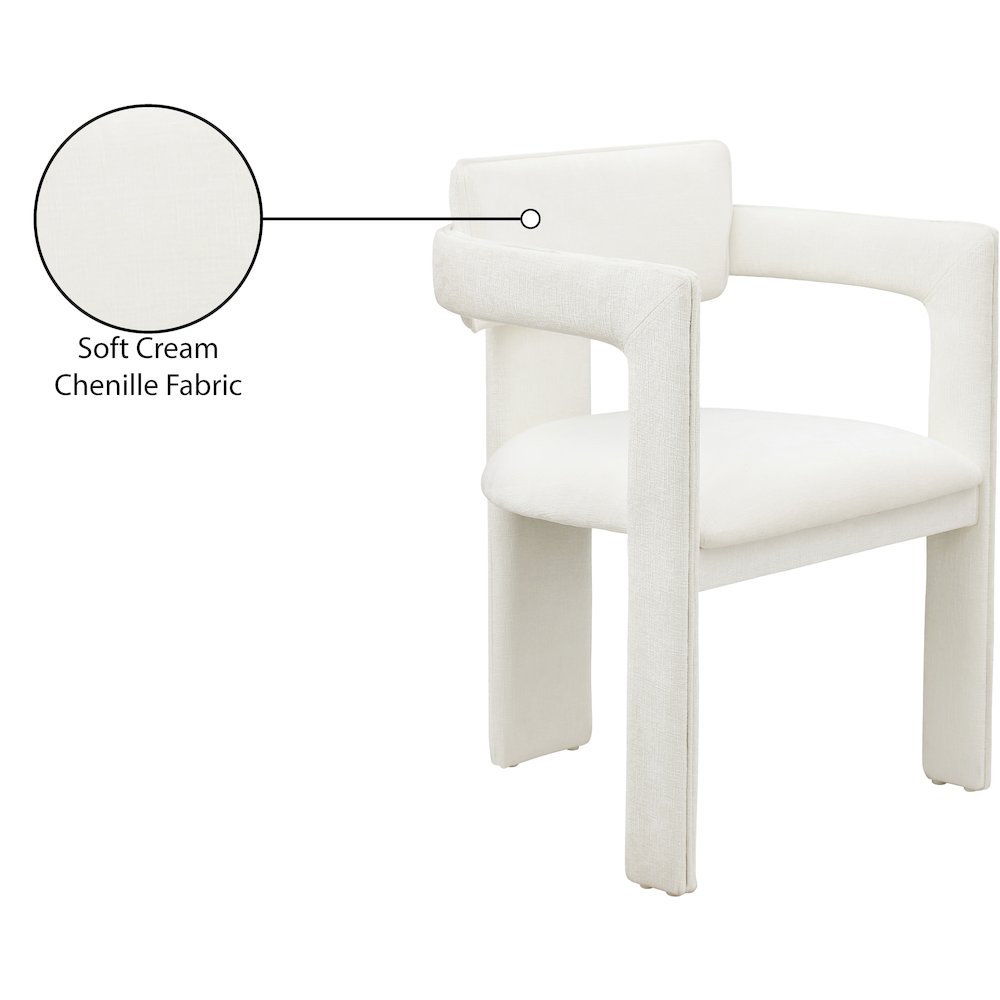 Brenda Cream Chenille Fabric Dining Chair, Set of 2