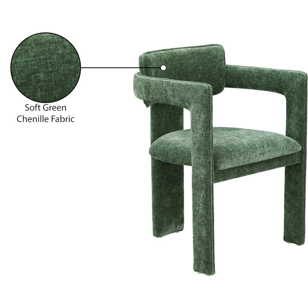 Brenda Green Chenille Fabric Dining Chair, Set of 2
