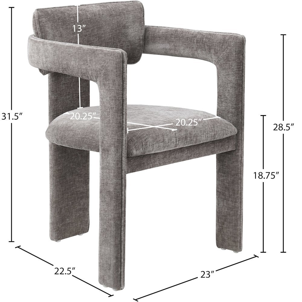 Brenda Grey Chenille Fabric Dining Chair, Set of 2