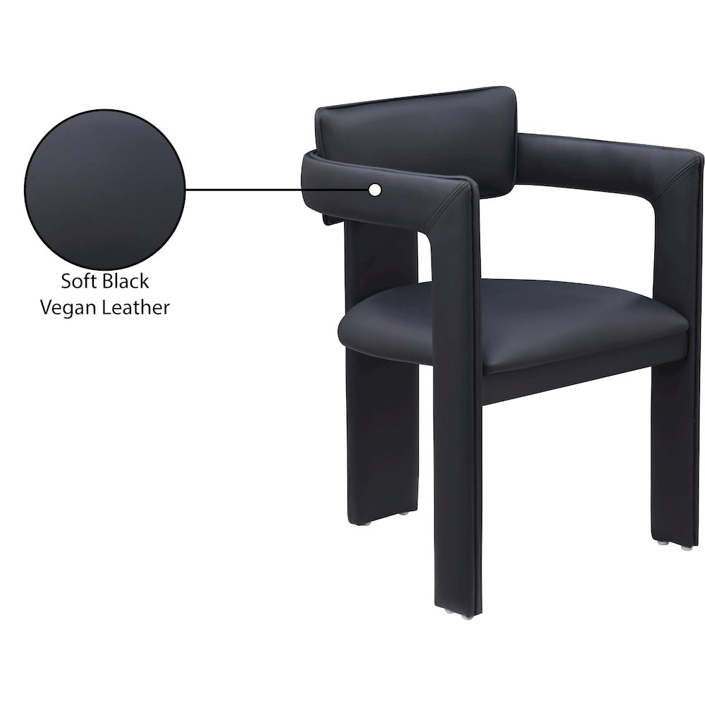 Brenda Black Vegan Leather Dining Chair, Set of 2