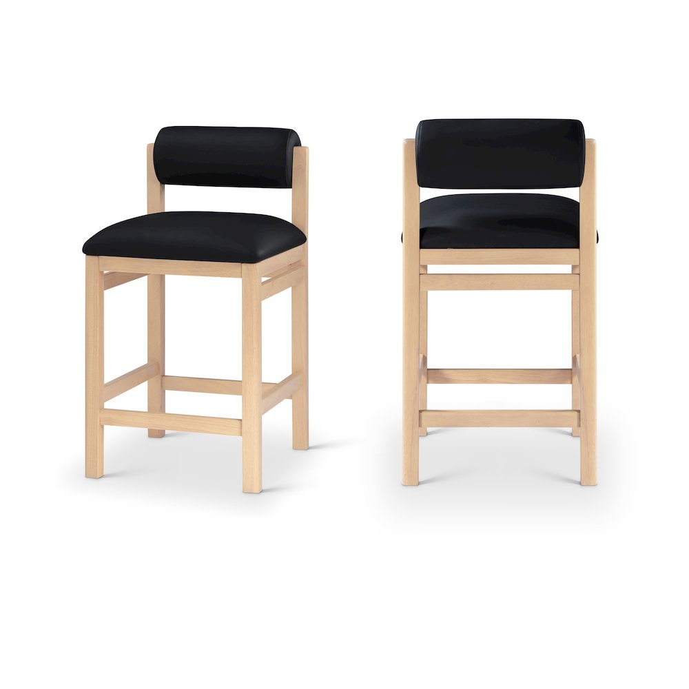 Roundhill Black Vegan Leather Upholstered Counter Stool