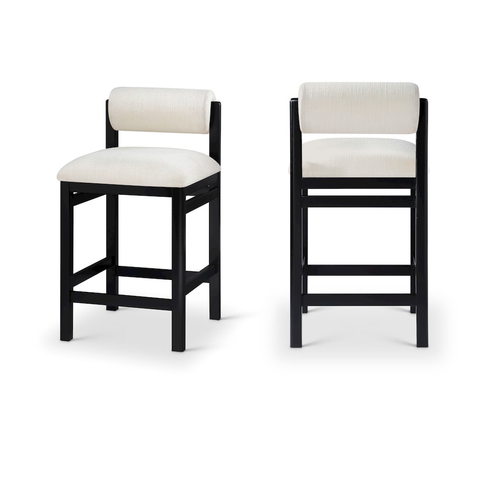 Roundhill Cream Linen Textured Fabric Upholstered Counter Stool