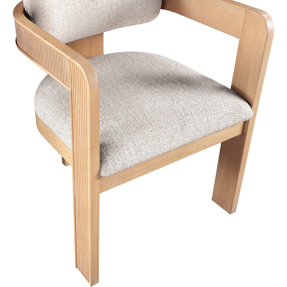 Sacha Beige Linen Textured Fabric Upholstered Dining Chair, Set of 2