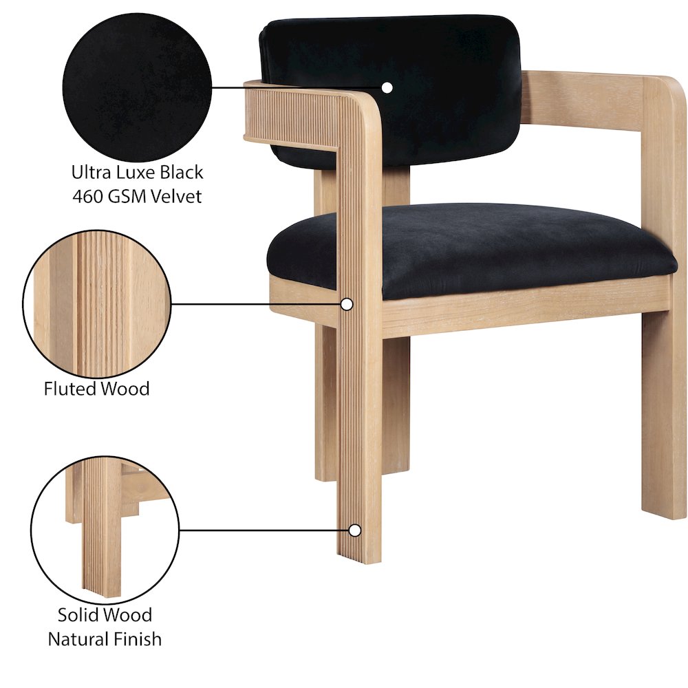 Sacha Black Velvet Dining Chair, Set of 2