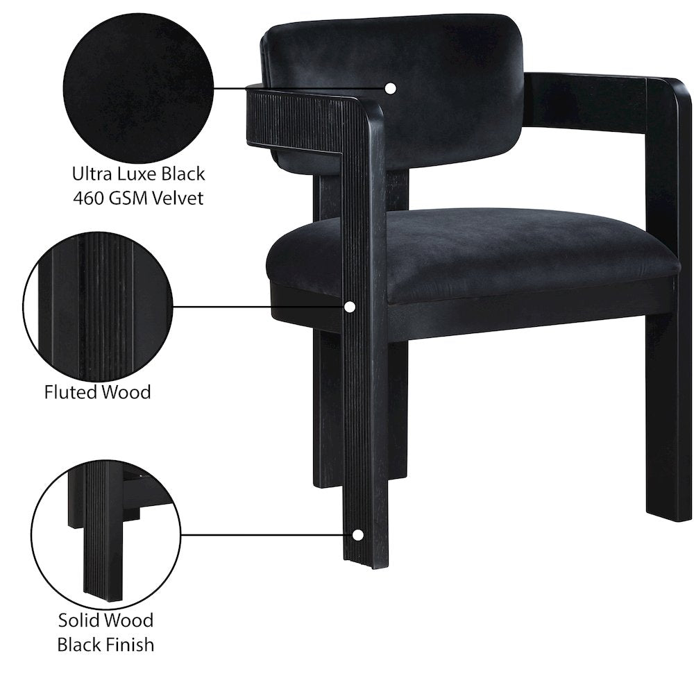 Sacha Black Velvet Dining Chair, Set of 2