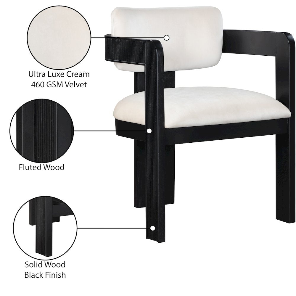 Sacha Cream Velvet Dining Chair, Set of 2